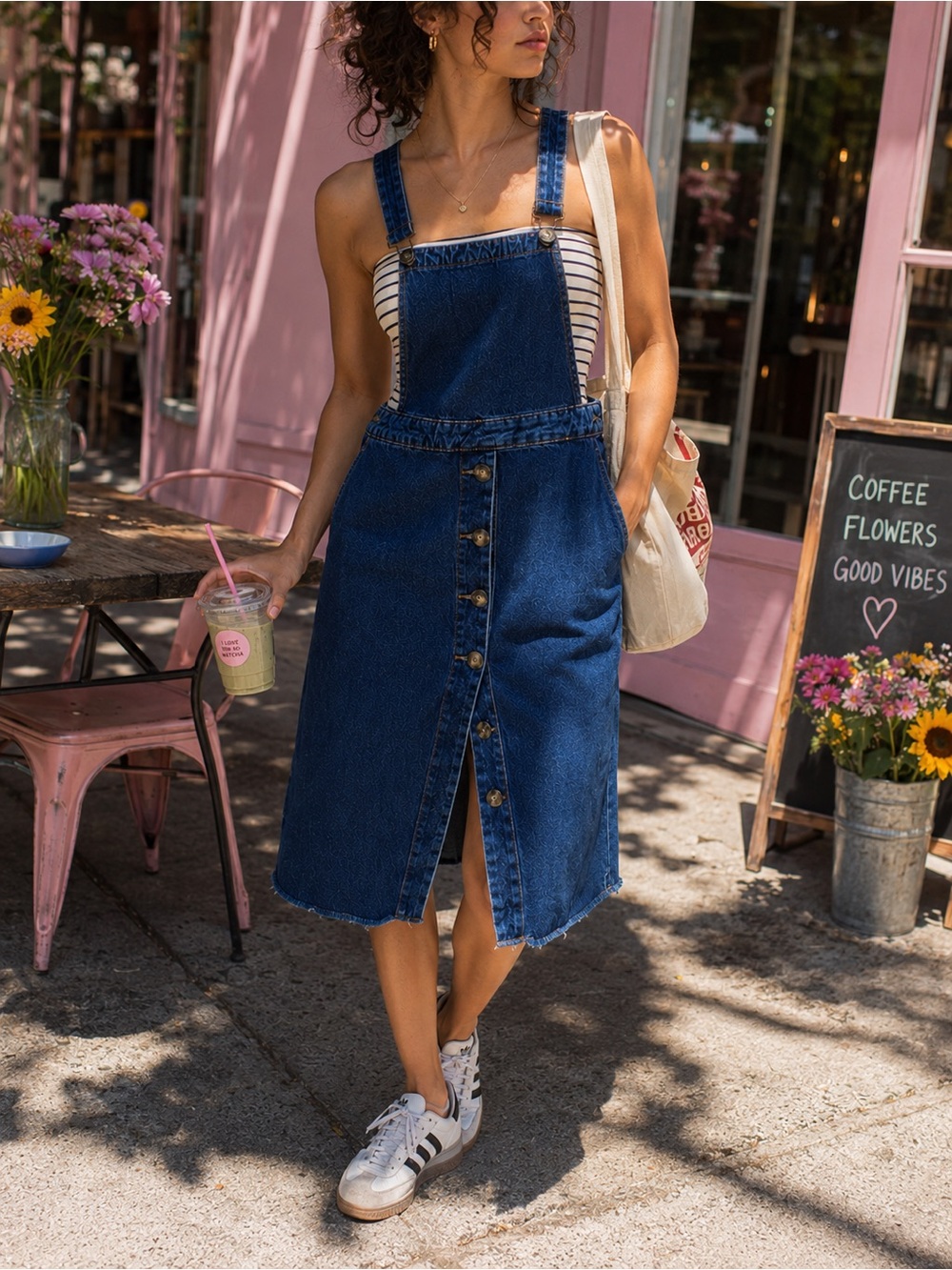 Bershka Blue Denim Overalls